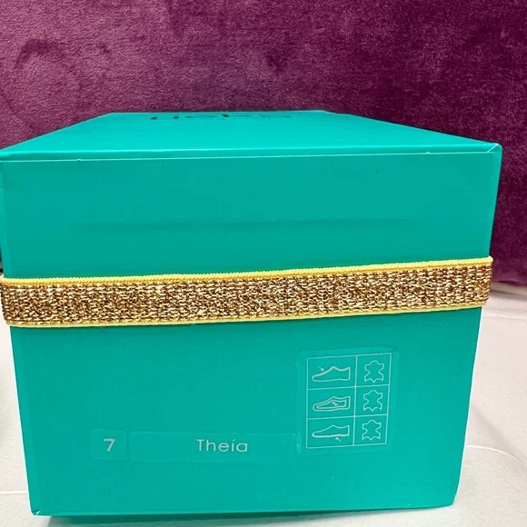 Tieks Metallic Gold Ballet Flats with Teal Accent, special holiday edition. - Picture 5 of 5